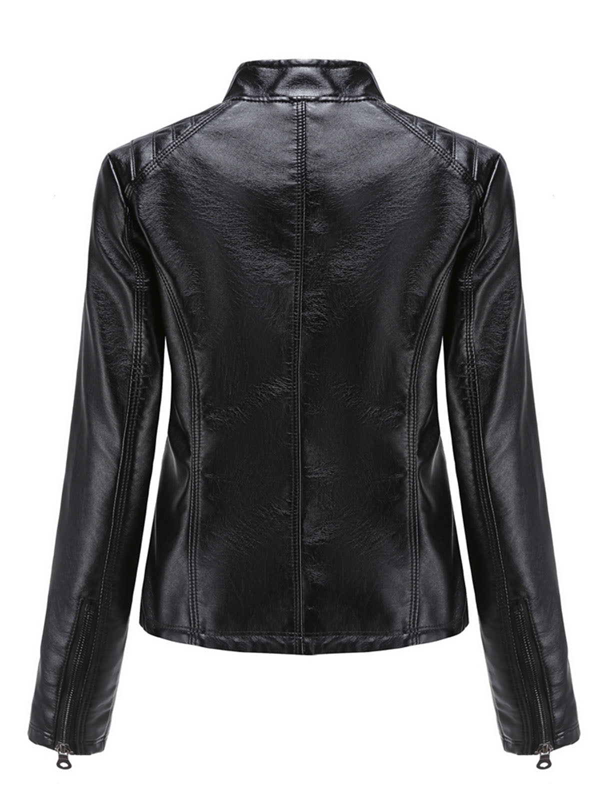 Pink Long Sleeve PU Leather Motorcycle Jacket For Women