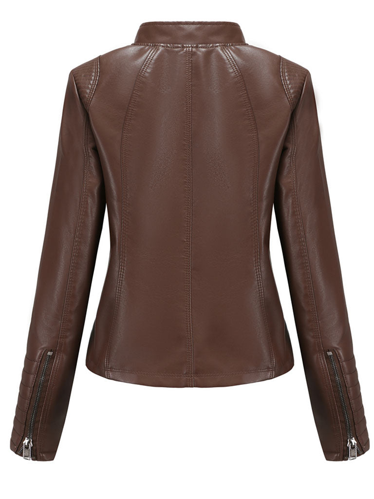 5 Color Long Sleeve PU Leather Motorcycle Jacket