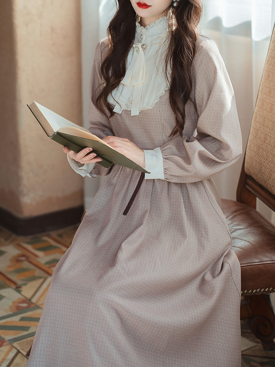 Lilac Lace Ruffles Edwardian Revival Victorian Dress