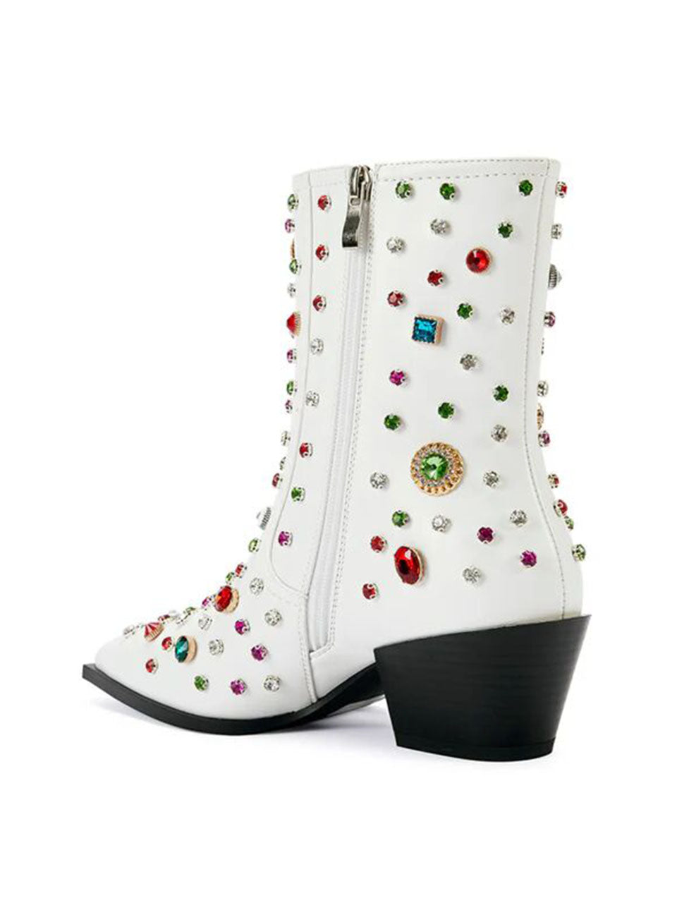 7CM Luxury Rivet Chunky High Heel Platform Boot Vintage Shoes