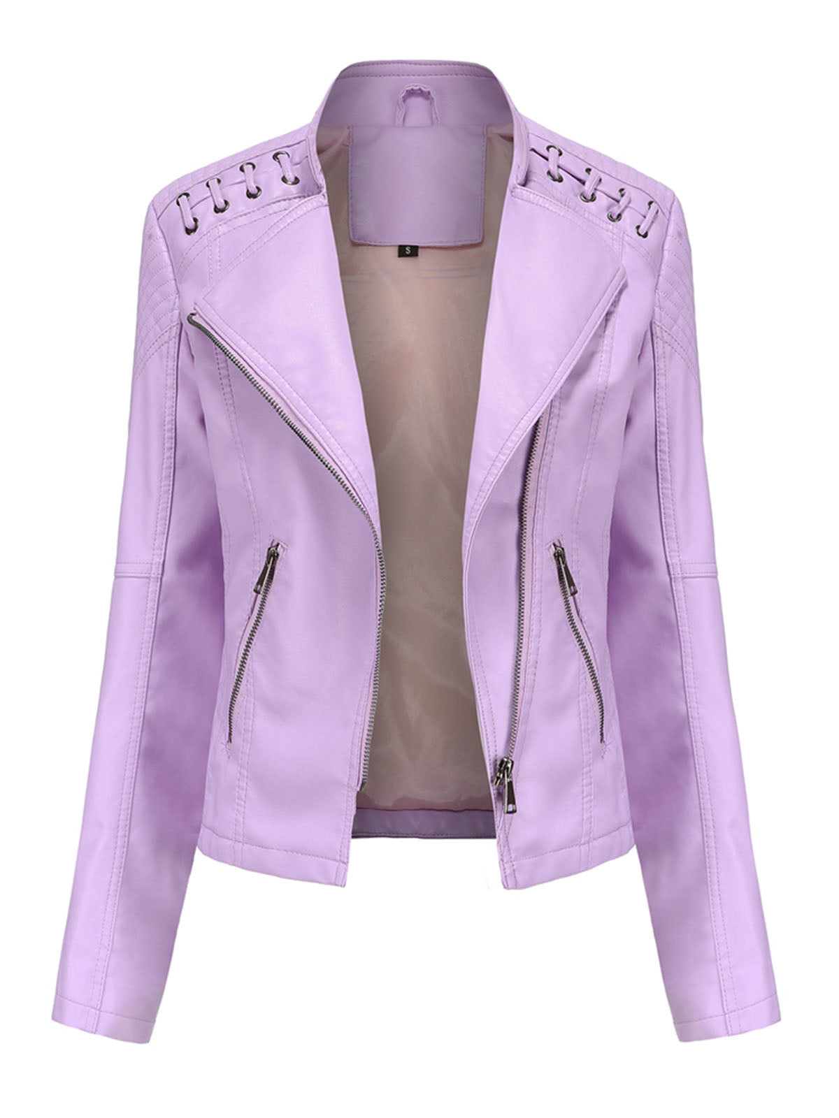 Leather Jacket Weave Long Sleeve Winter Coat