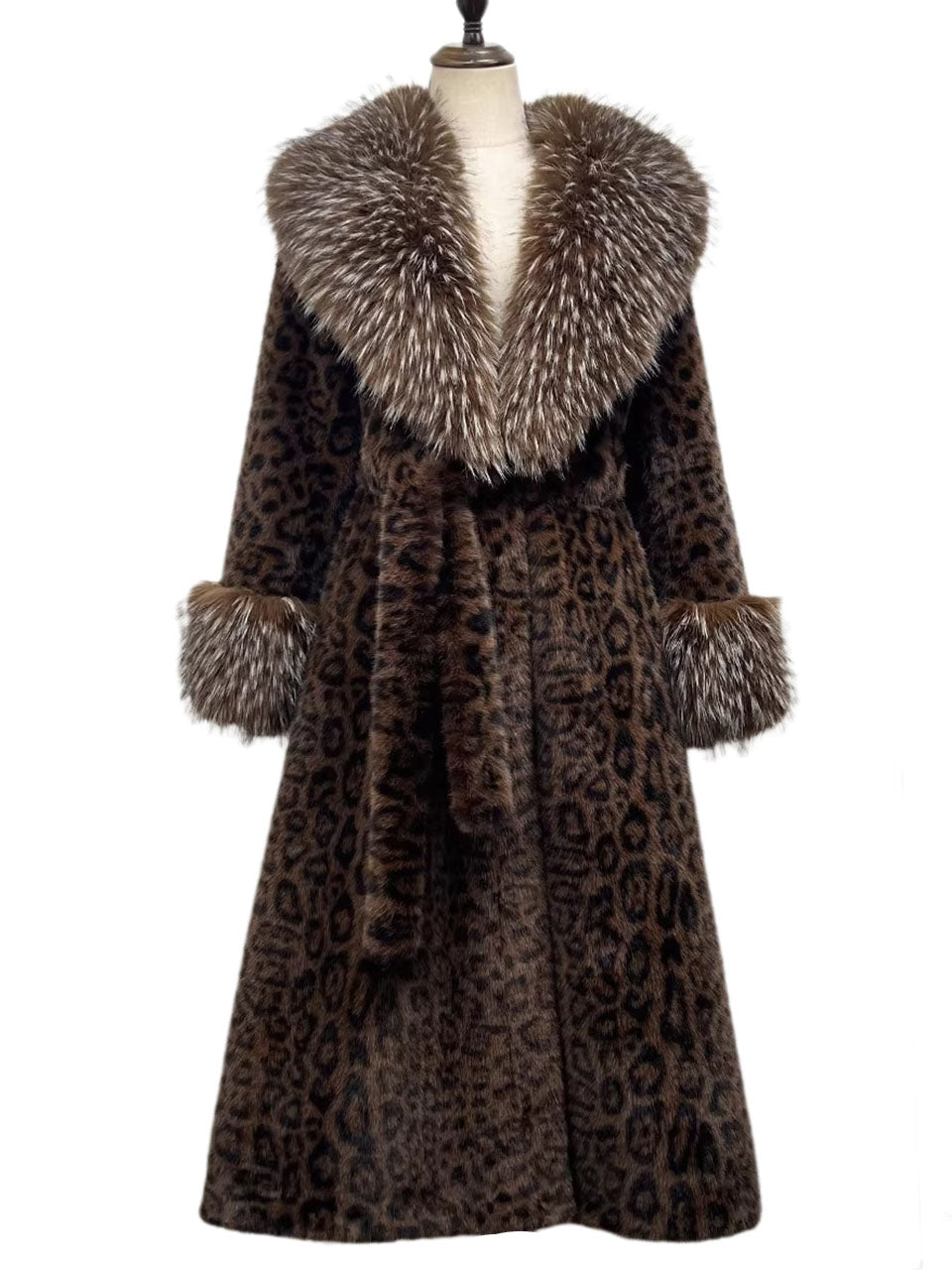 Faux Fur Coat Luxury Knee-Length Long Sleeve Maxi Winter Coat