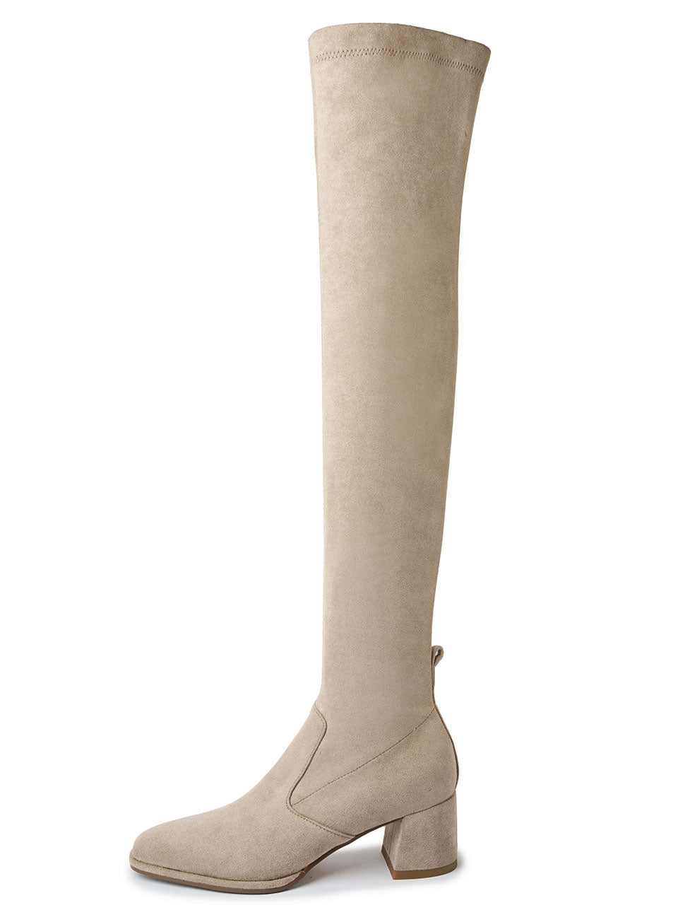 Chunky Heel Suede Knee High Boots