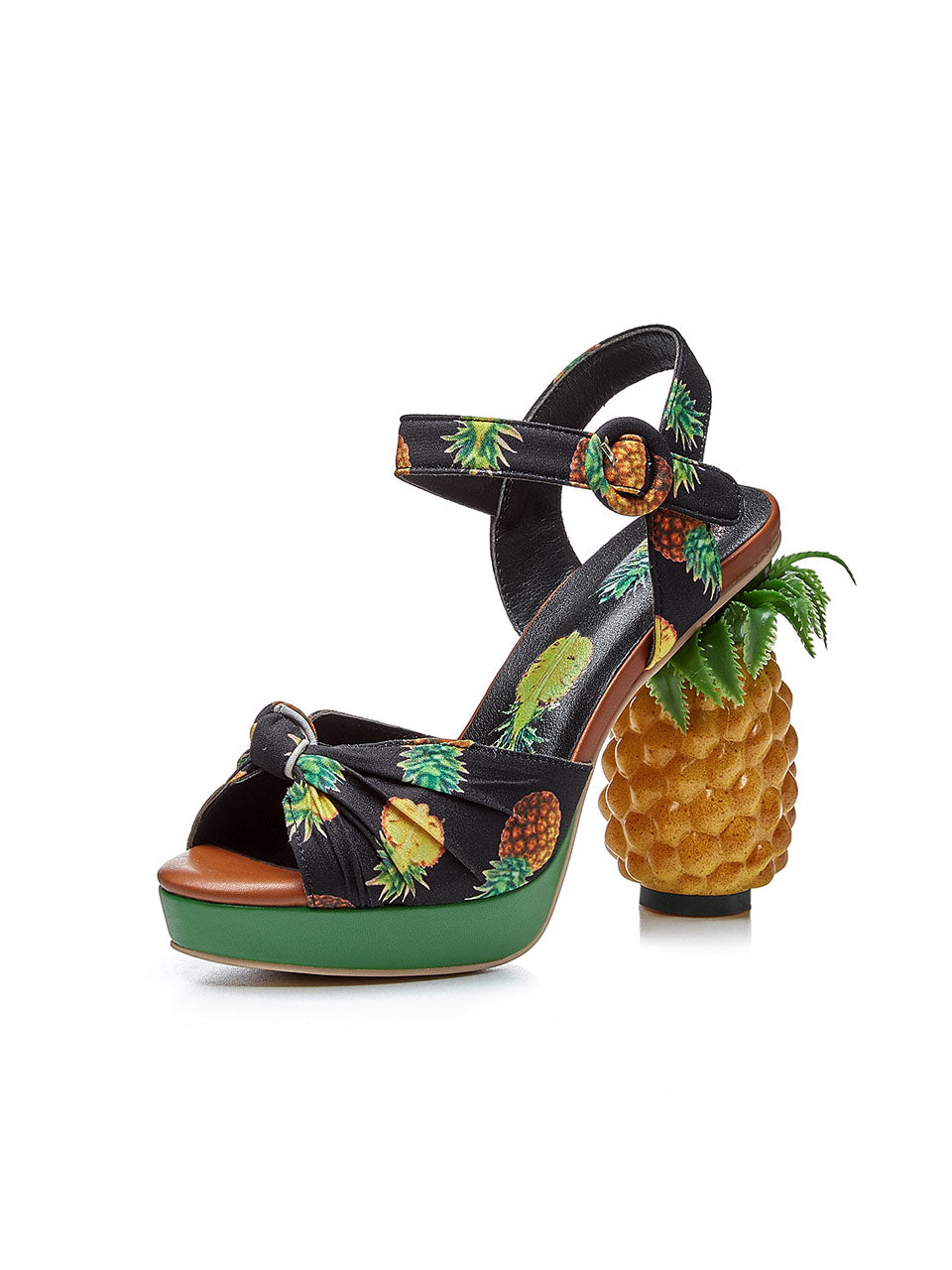 Fruit Heel Pineapple Print Platform Bow Vintage Sandals