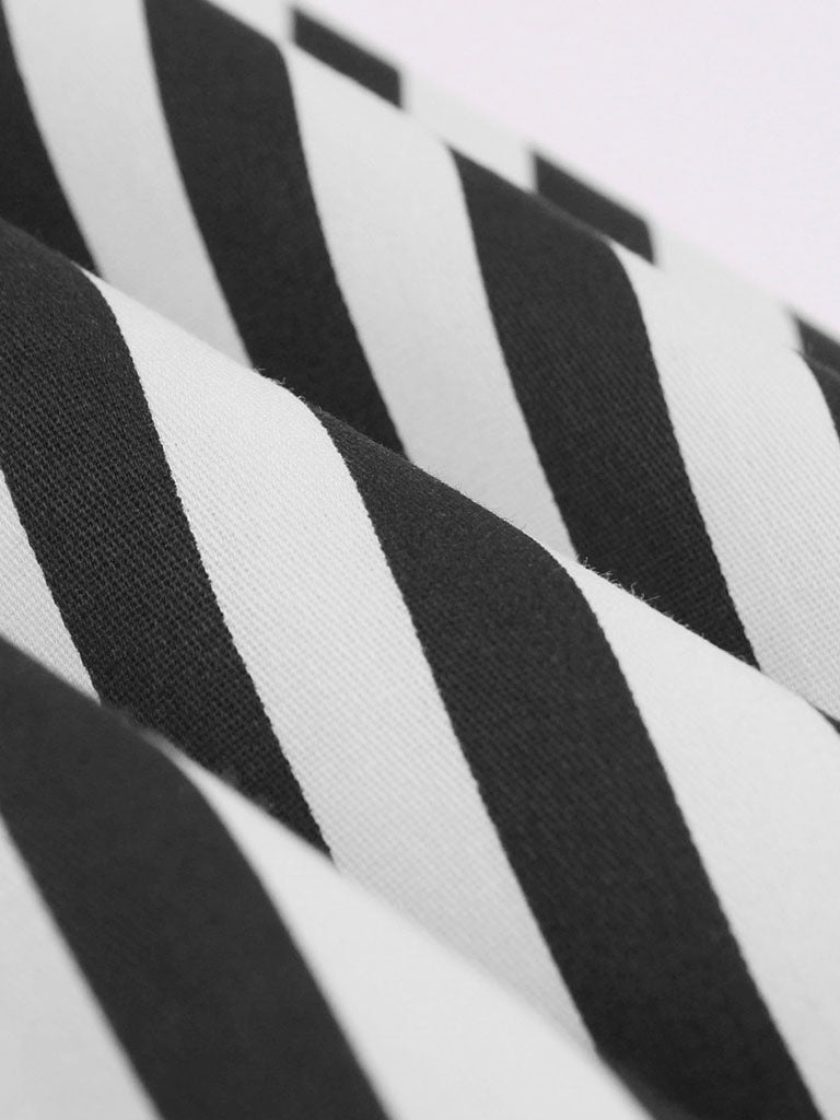 Beetlejuice Costume Black and White Vertical Stripe Swing Dress
