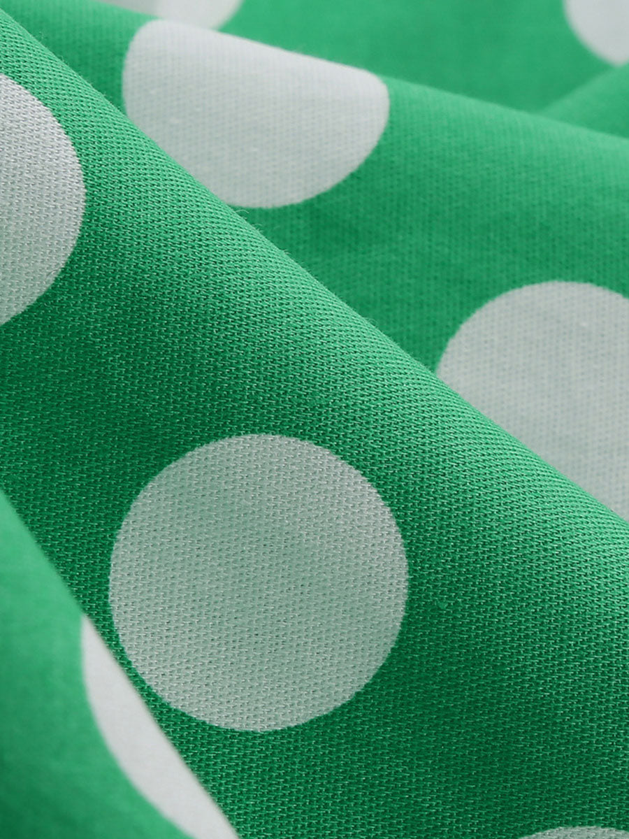 Green And White Polka Dots Pockets Vintage Halter 1950S Dress