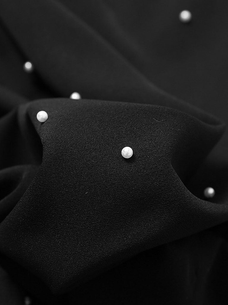 Black Peter Pan Collar Puff Sleeve Split Party Dress
