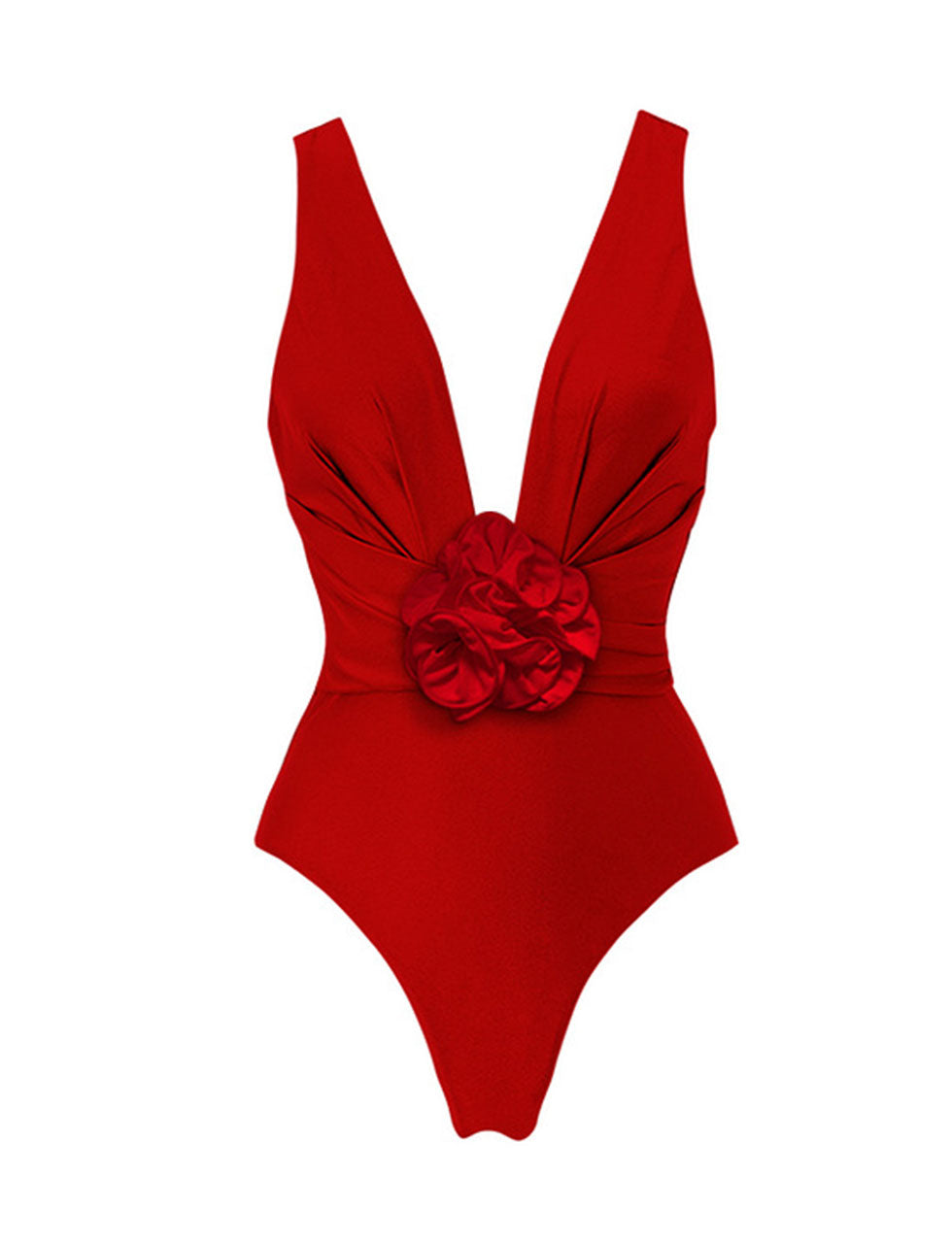 Red Ruffles Rose One Piece