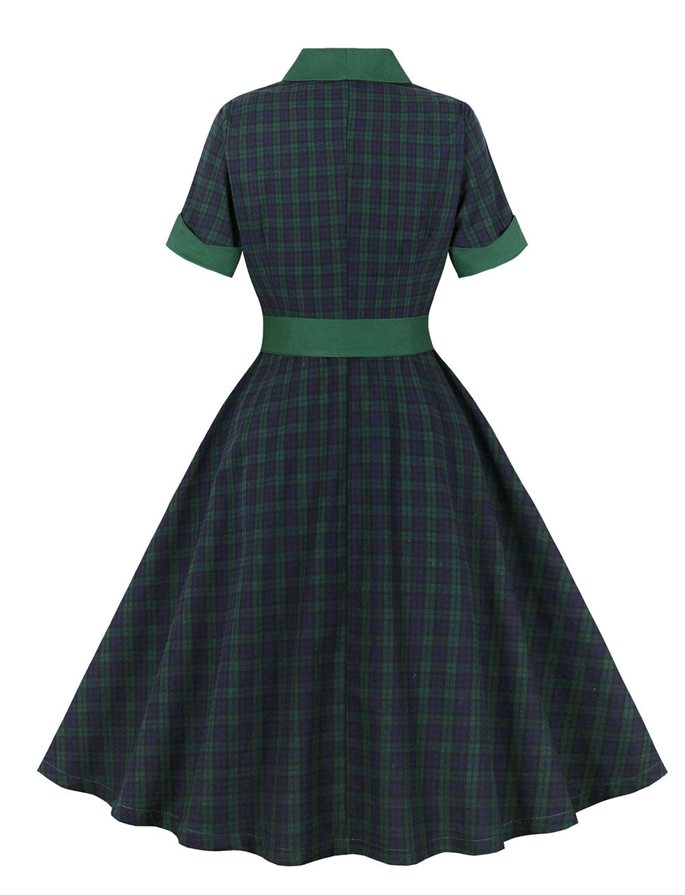 Christmas Green Plaid 1950S Cotton Vintage Dress