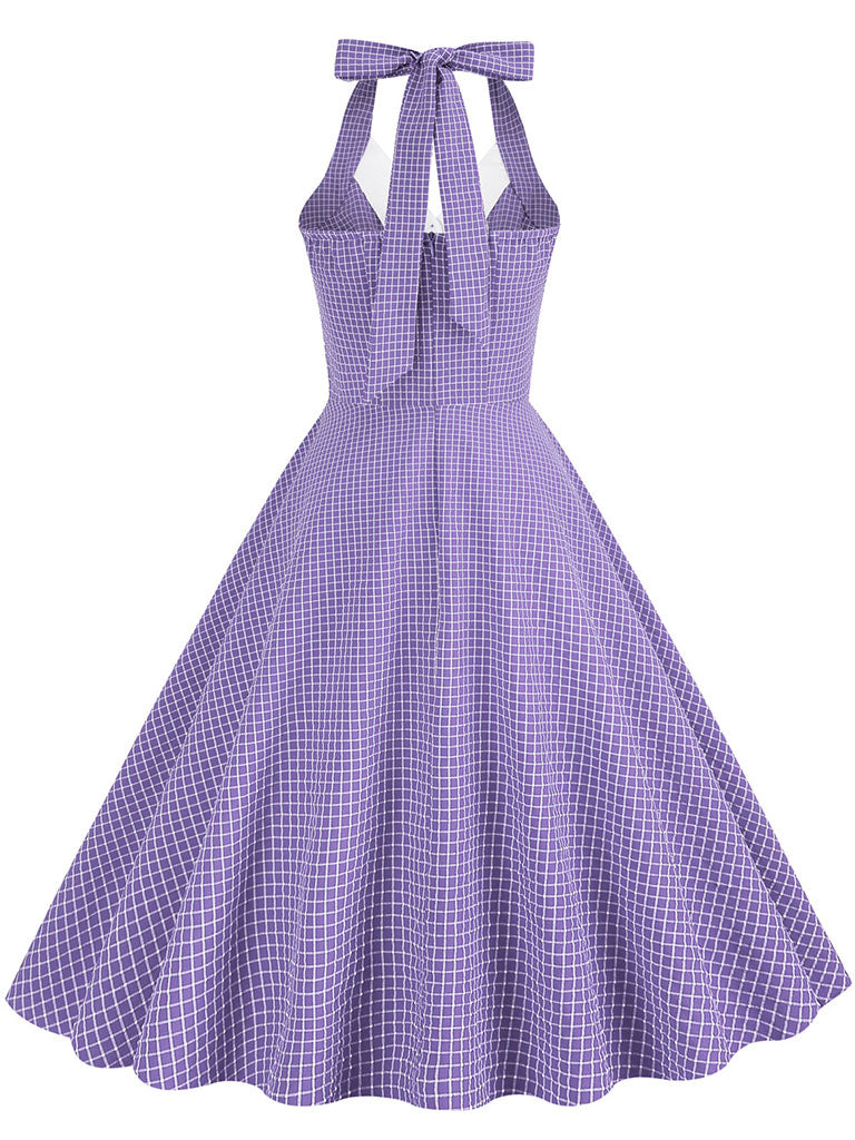 Plaid Vintage Halter Backless 1950S Vintage Dress