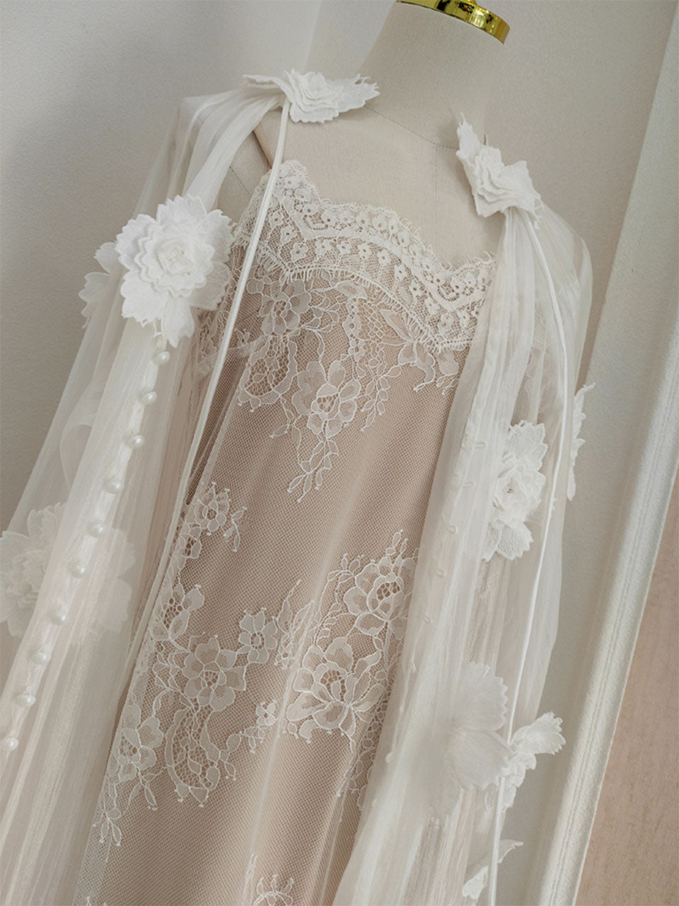 White Lace Flower Long Sleeve Swing Dress
