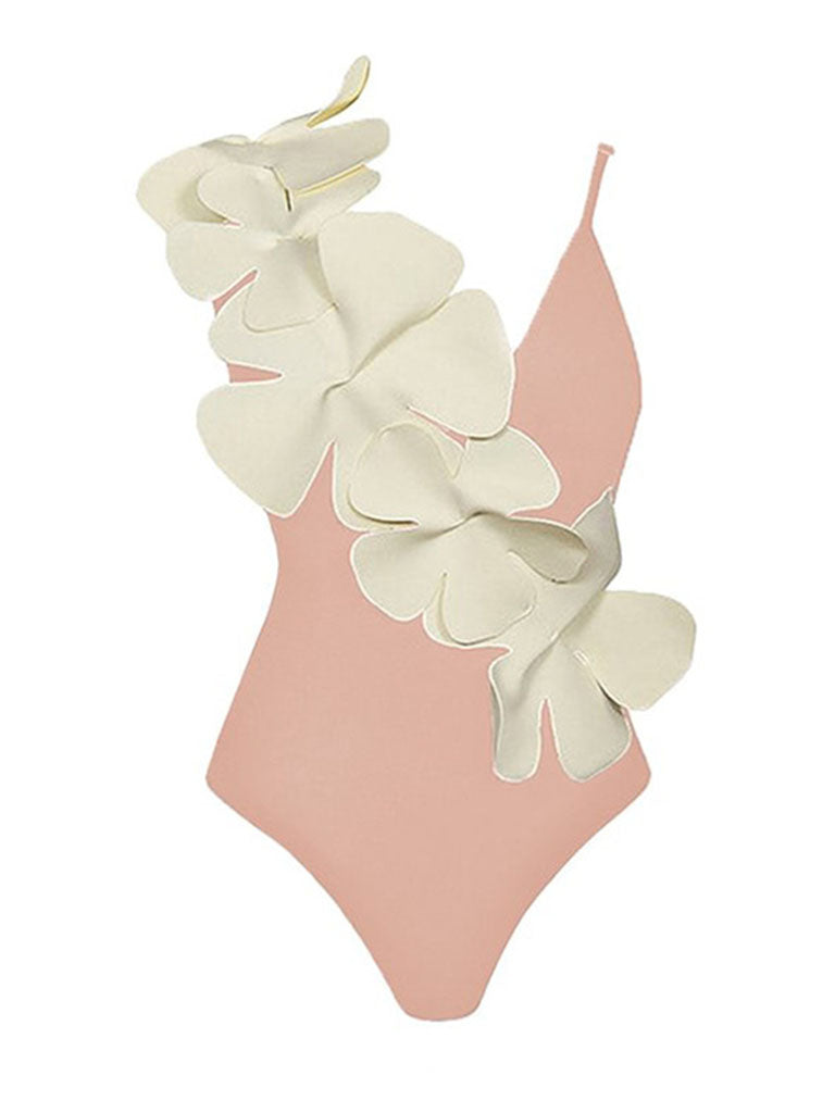 Orange And White Flower One Piece