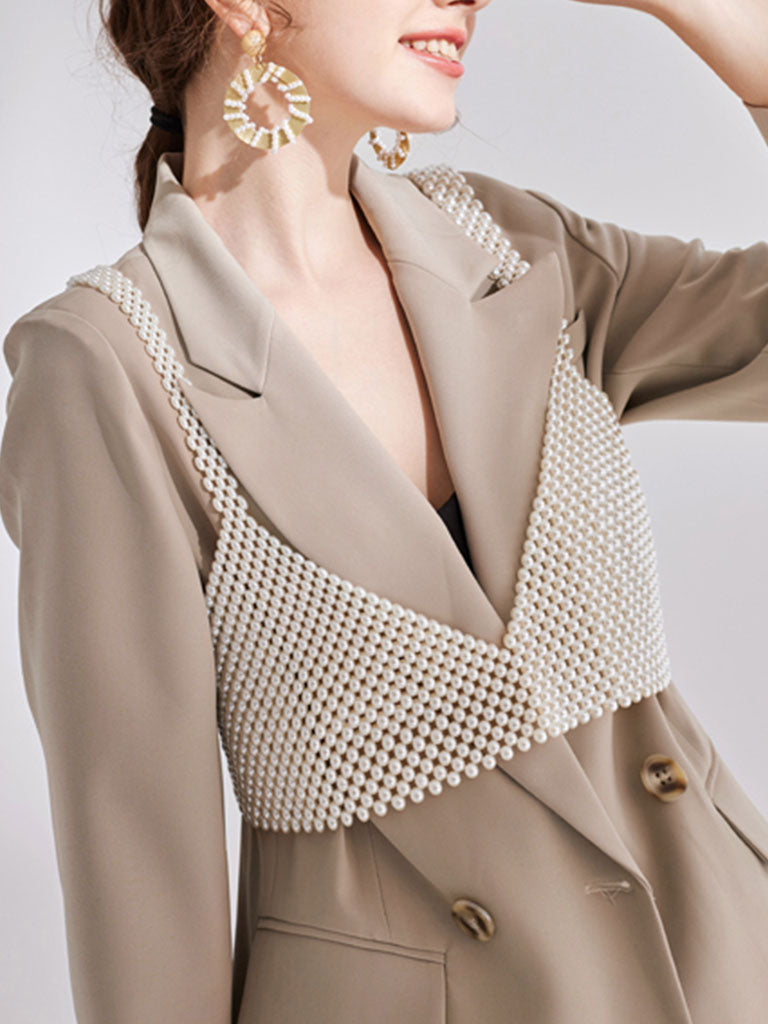 Vintage Pearl BodyChain Vest Top for Women