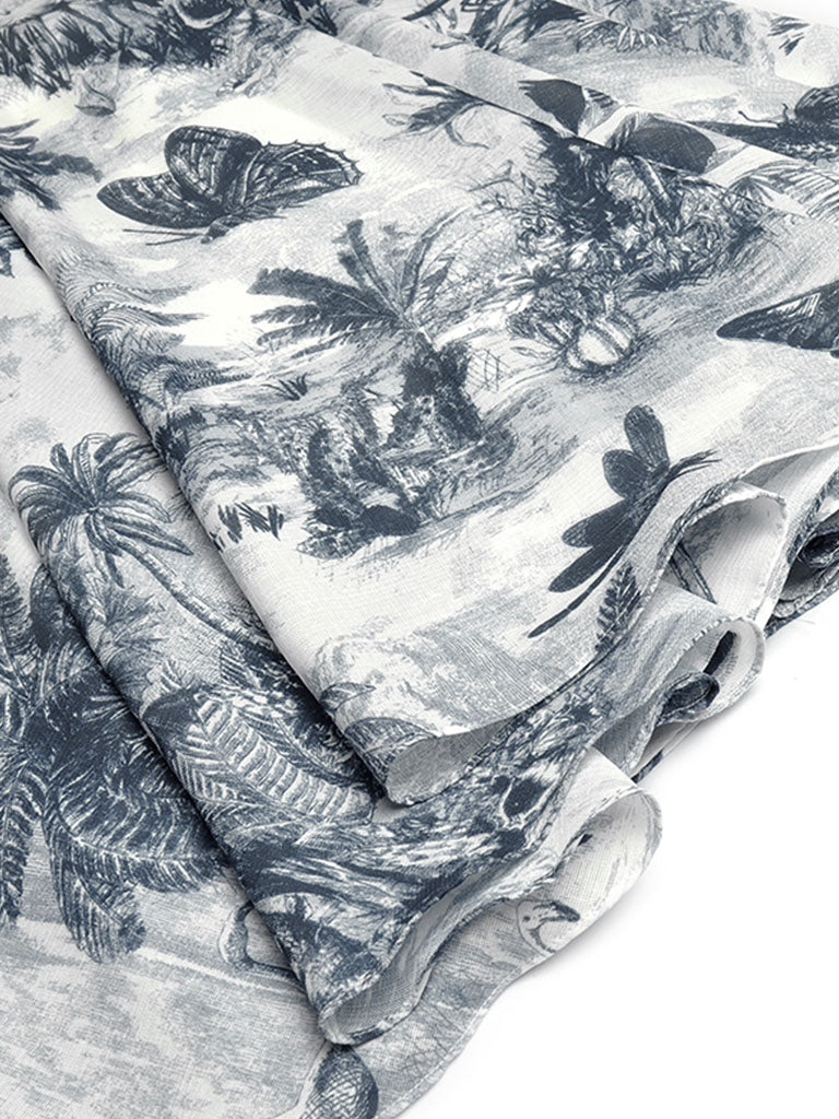 Blue Butterfly Print 1950S Vintage Dress