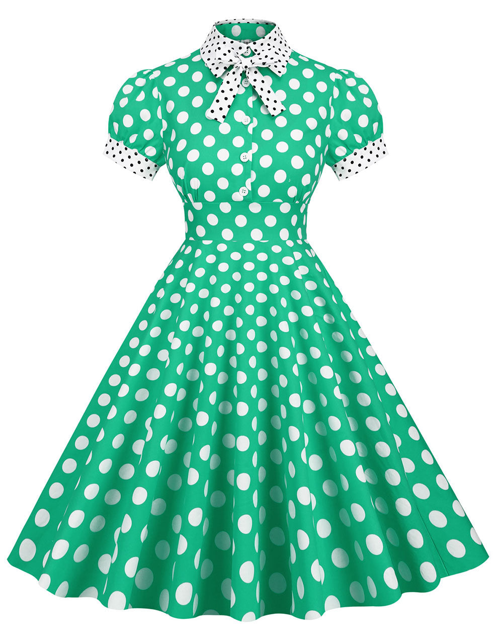 Navy Polka Dots Bowknot Swing Vintage 1950S Dress