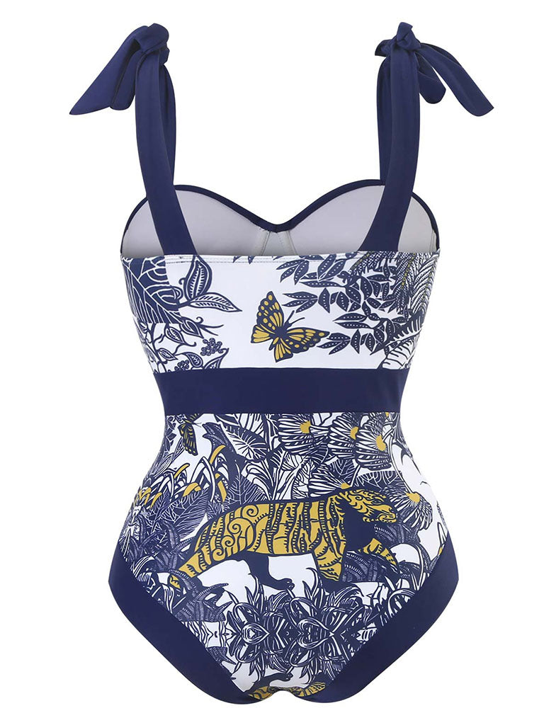 Animal Floral Print Strap One Piece