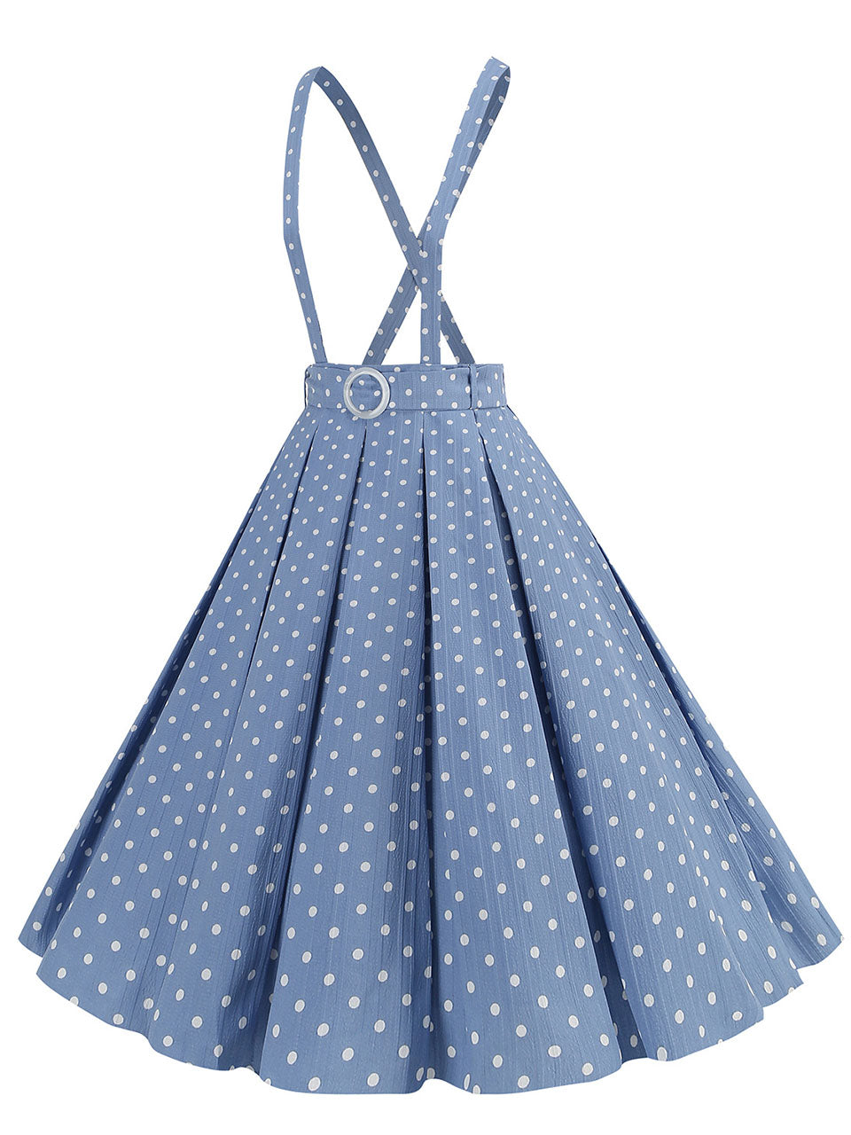 Polka Dots High Waist Audrey Hepburn Style Cocktail Suspender Swing Skirt