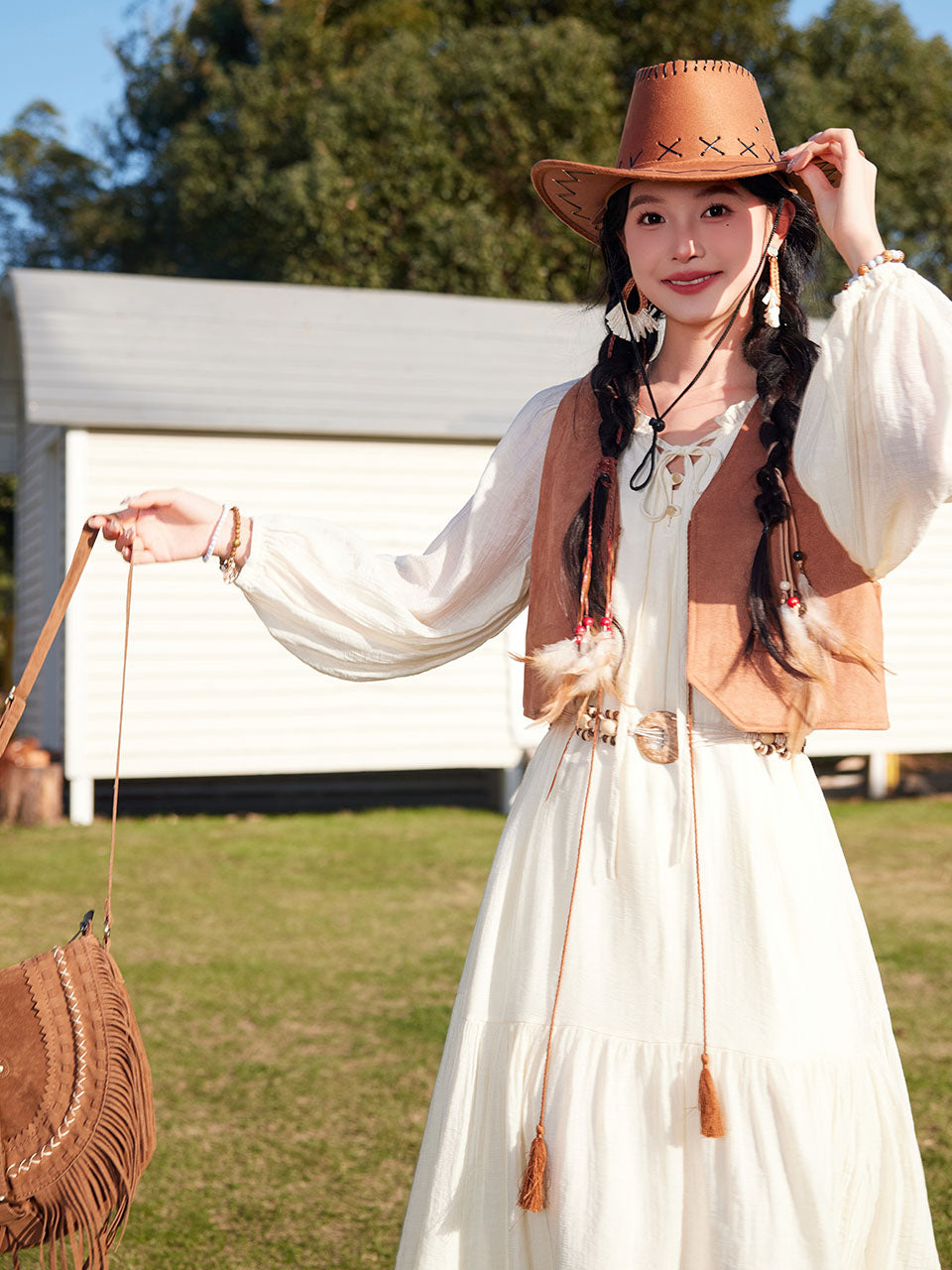 Bohemian White Ruffles Cotton Maxi Dress