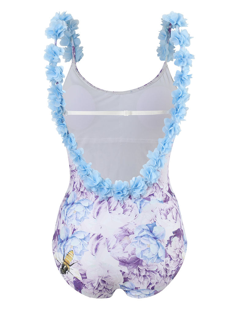 Floral Print Flower Strap One Piece