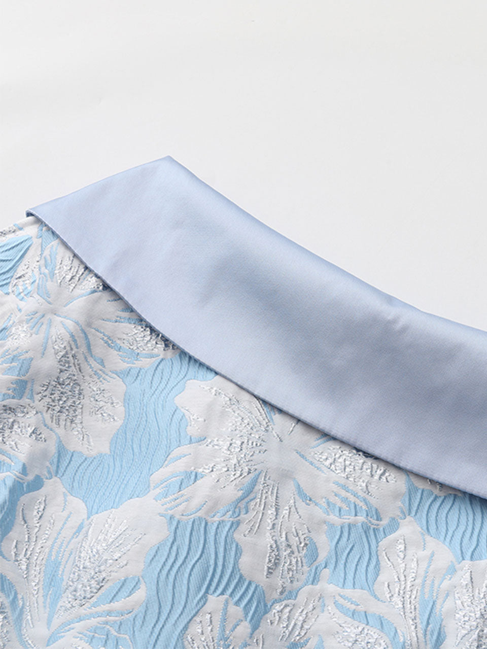 Baby Blue Luxury 3D Floral Brocade One Shoulder Cap Sleeve Vintage Party Gown