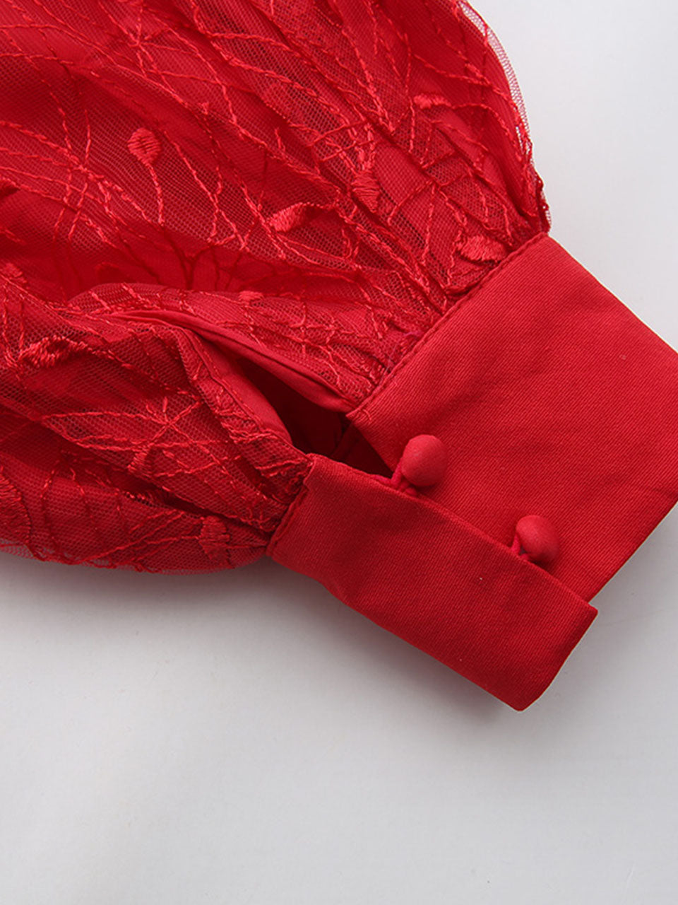 Red & Black Spliced Lace Dress