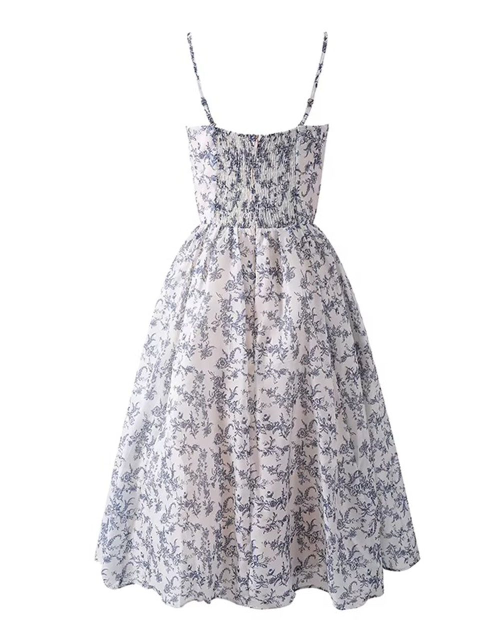 Blue Luxury Spaghetti Strap High Waist Swing Party Dress