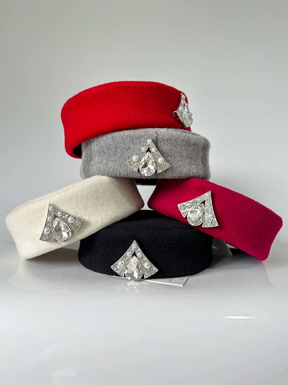 Cream Wool Felt Pillbox Hat for Women