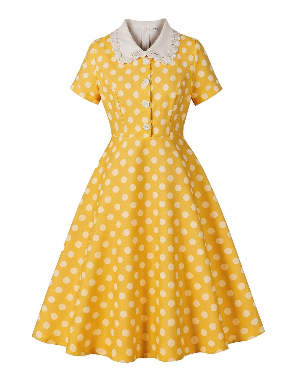 1950s Purple Peter Pan Collar Polka Dots Swing Dress