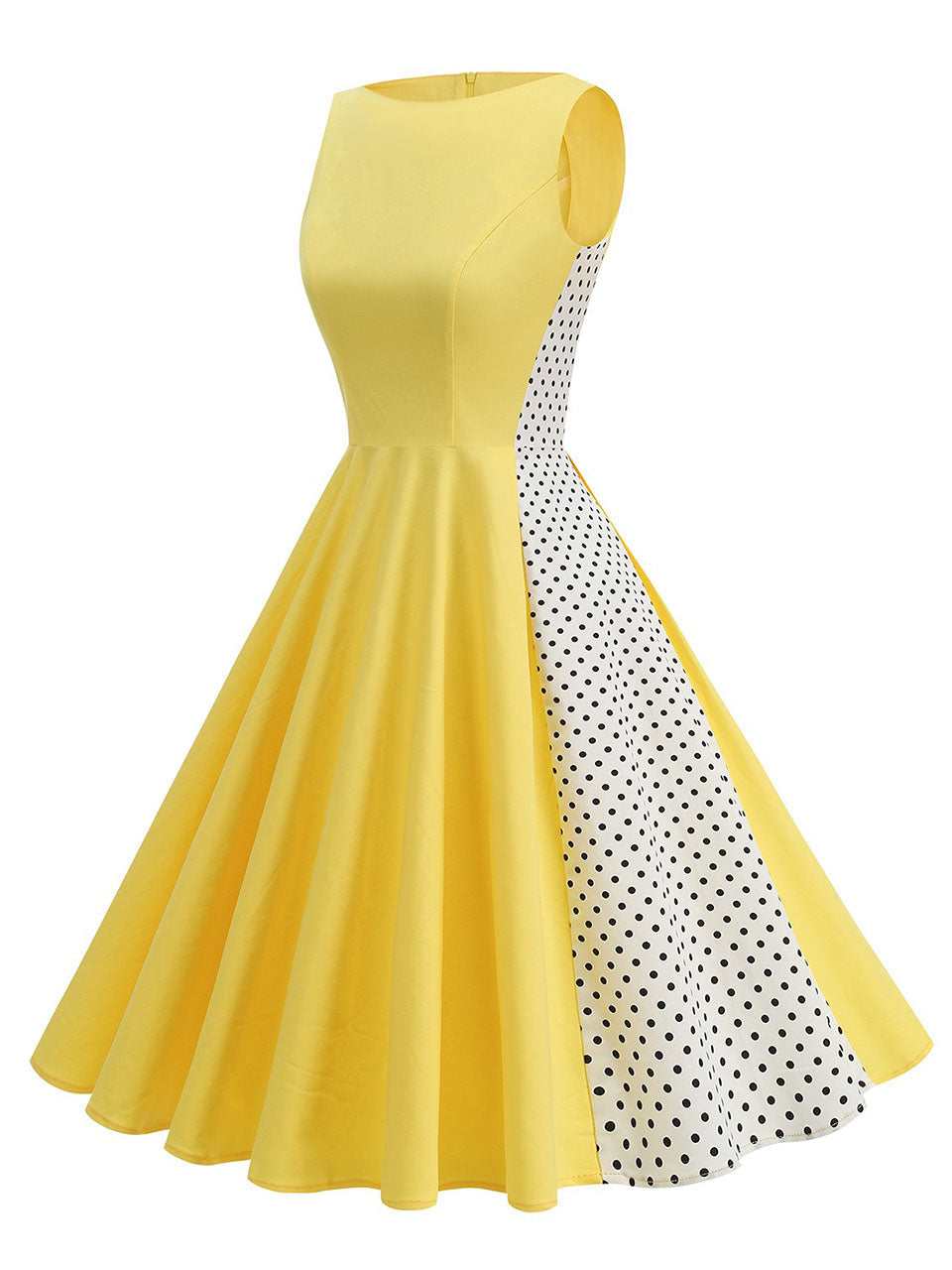 1950s Vintage Polka Dot Sleeveless Retro Swing Dress