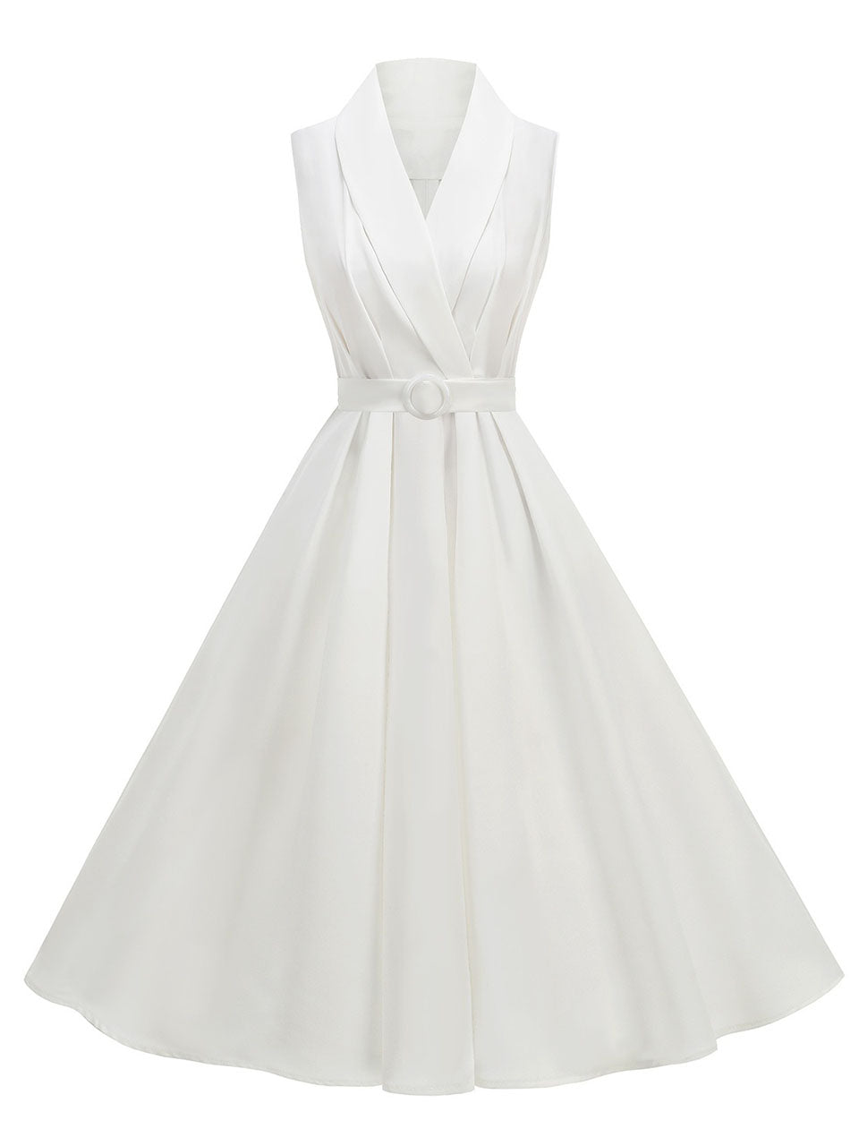 1950s Vintage Audrey Hepburn Style White Swing Dress