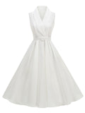 1950s Vintage Audrey Hepburn Style White Swing Dress