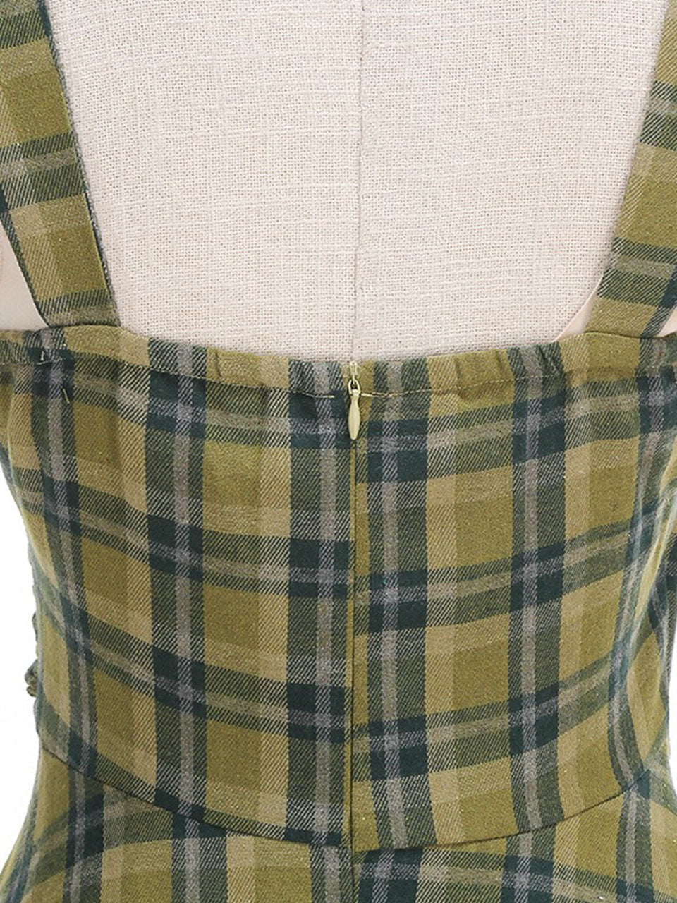 Clueless Inspired Yellow V Neck Plaid Vintage Dress