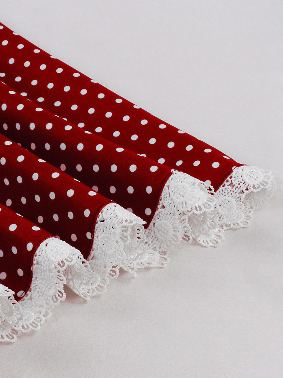 Vintage Lace Red V Neck Polka Dots 1950s Swing Dress