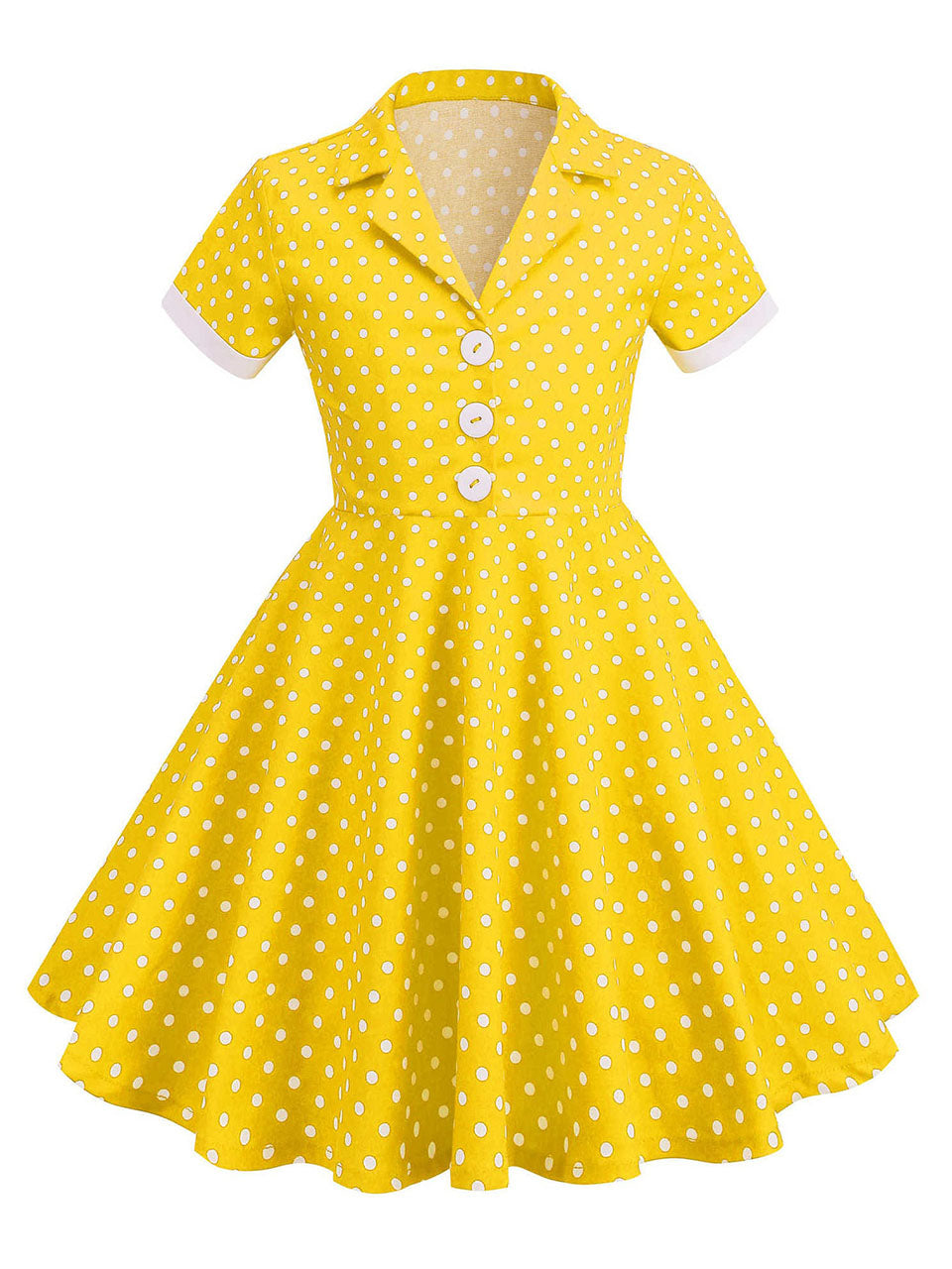 Kids Little Girls' Dress Pink Turn Down Collar Polka Dot Cotton 1950S Vintage Dress