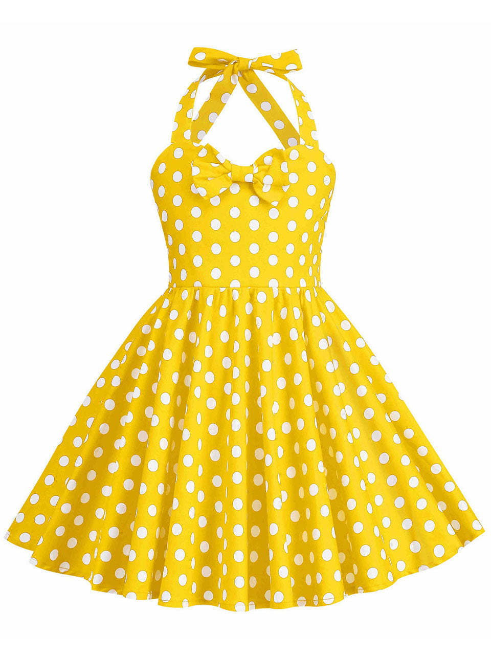 Kids Little Girls' Dress Bow Halter Polka Dots Sleeveless Cotton 1950S Vintage Dress