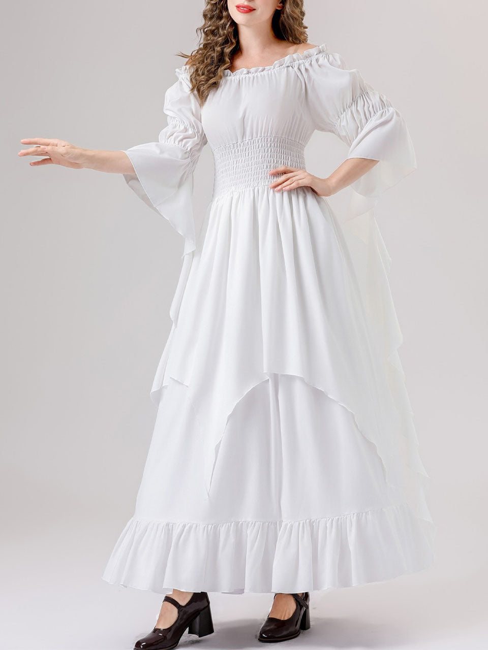 White Renaissance Mushroom Medieval Edwardian Dress