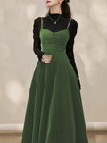 2PS Green Strap Suspender 1950S Dress