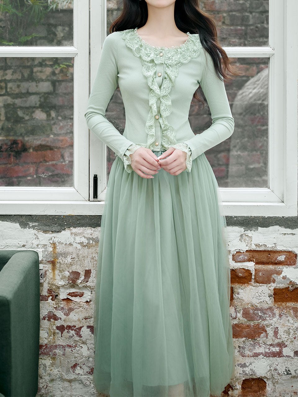 Green Lace Top