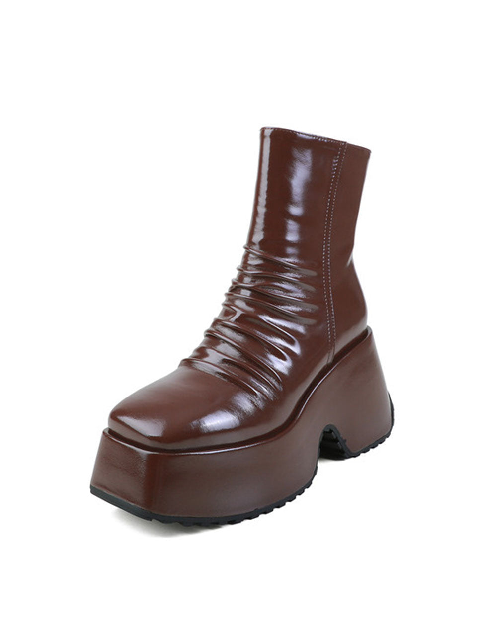 Off White Patent Leather Platform High-heeled Sock Boots Vintage shoes