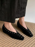 Flat Heel Square Toe Rivet  Vintage Shoes