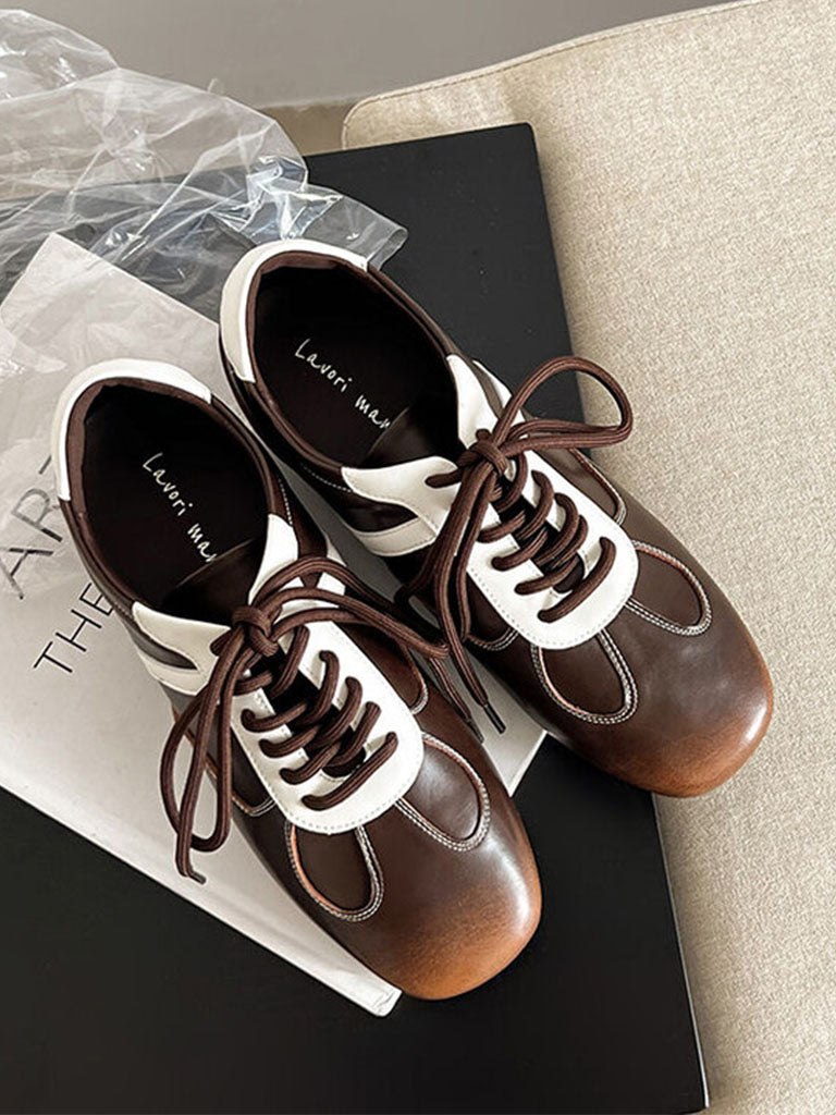 Balletcore Round Toe Ribbon Grey Sneakers
