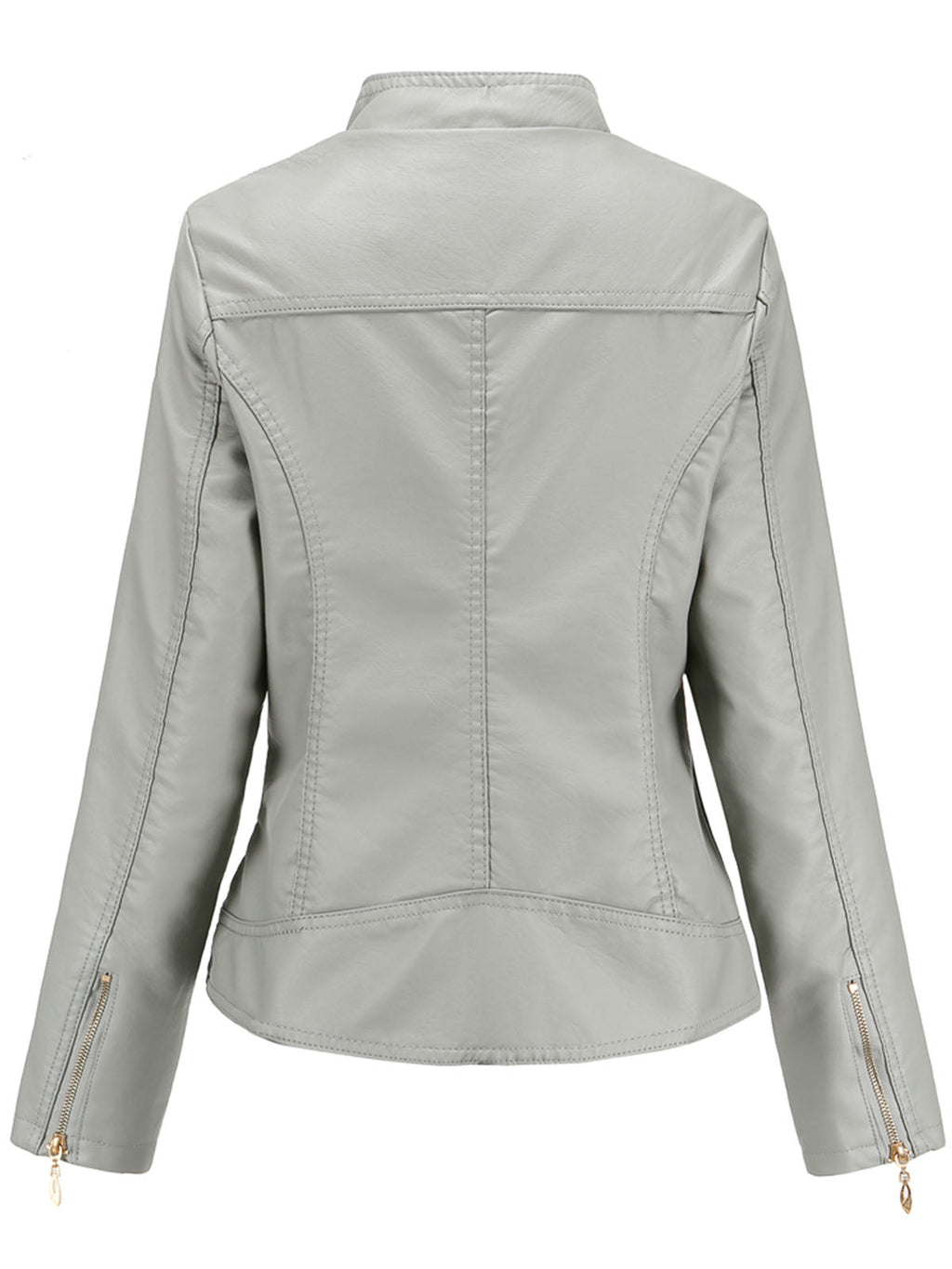 Soft Coat Long Sleeve PU Leather Motorcycle Jacket For Women