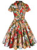 1960S Floral Print Swing Vintage Dress