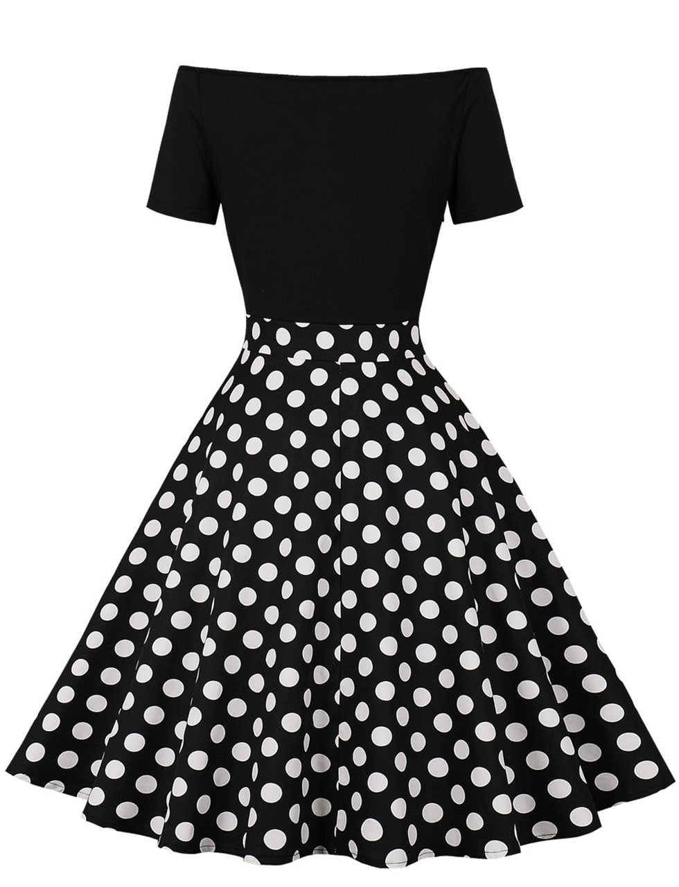 Off Shoulder Polka Dots 1950S Vintage Swing Dress