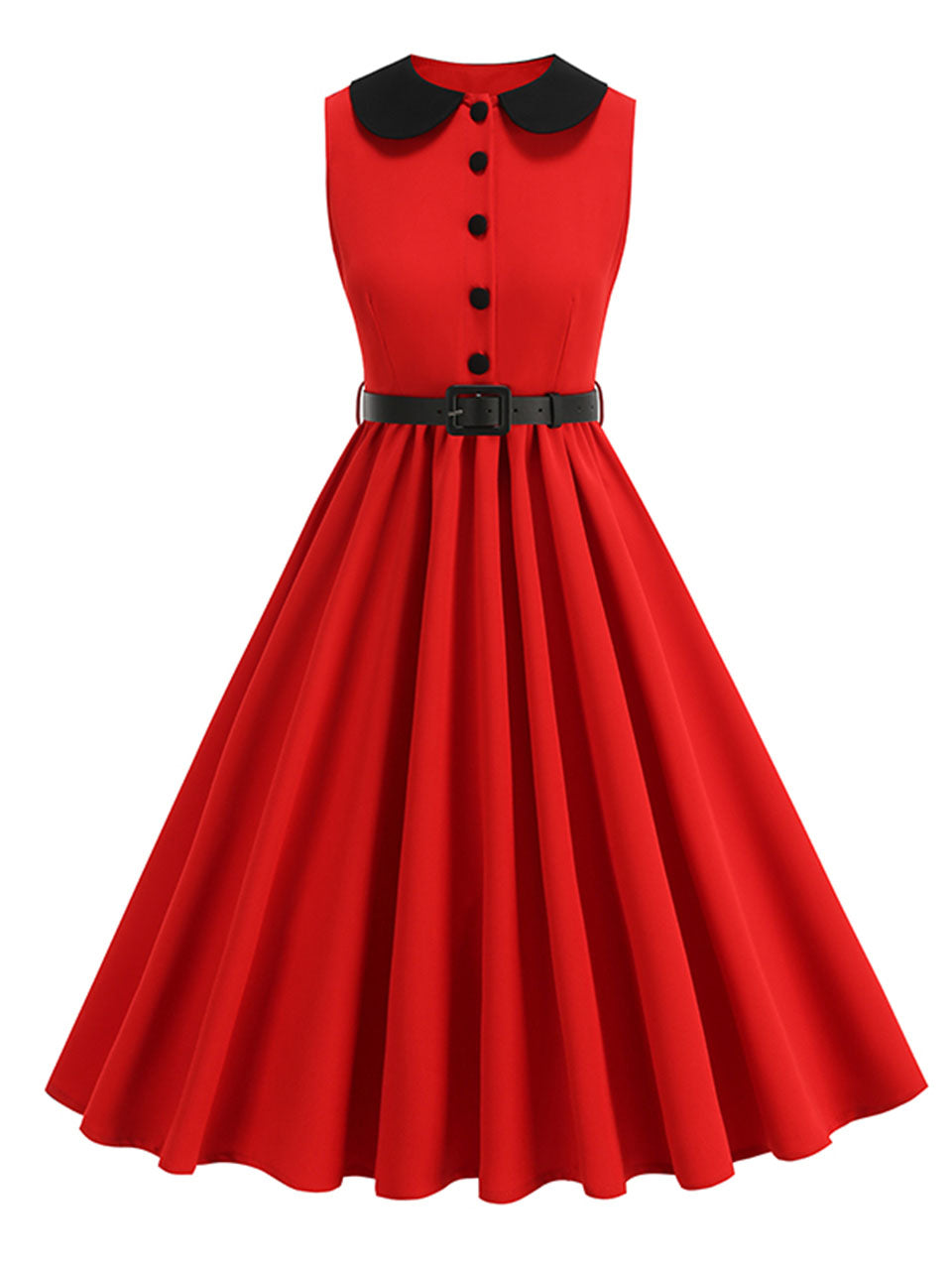 1950s Vintage Baby Blue Peter Pan Collar Sleeveless Retro Swing Dress