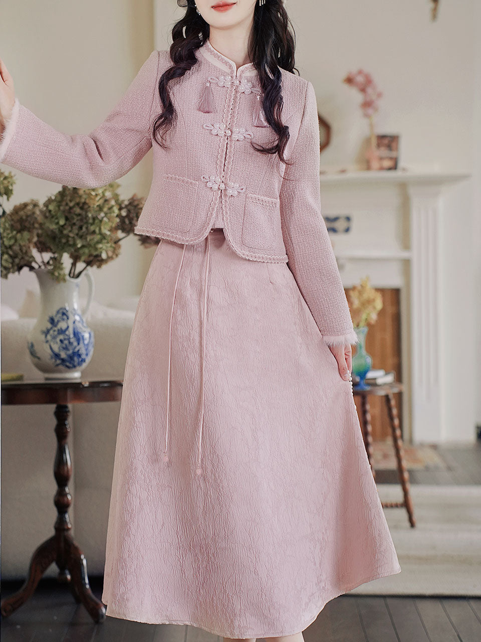 2PS Pink Long Sleeve Warm Coat