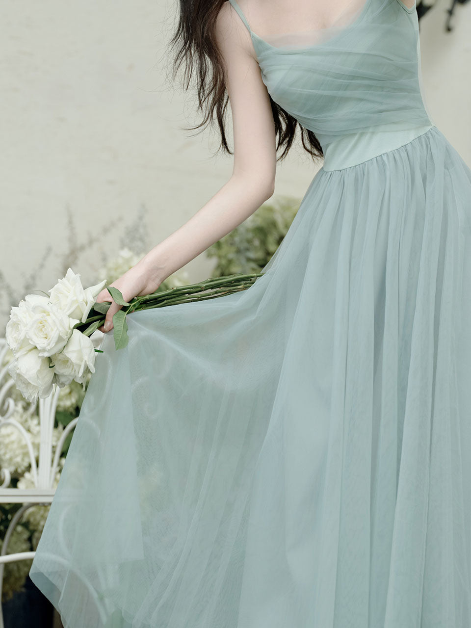 2PS Mint Green Balletcore Cross Strap Mesh Tutu Dress