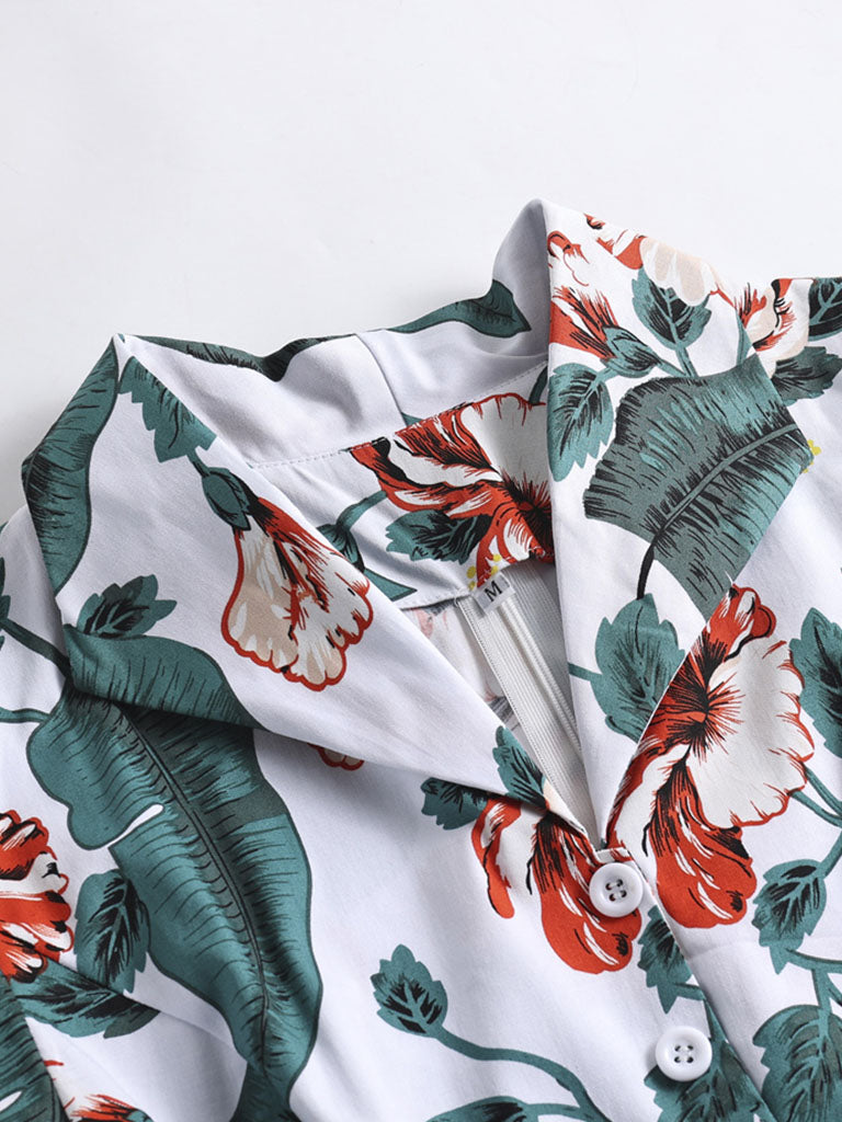 Green 1960S Floral Print Swing Vintage Dress