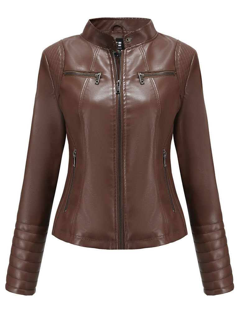 5 Color Long Sleeve PU Leather Motorcycle Jacket
