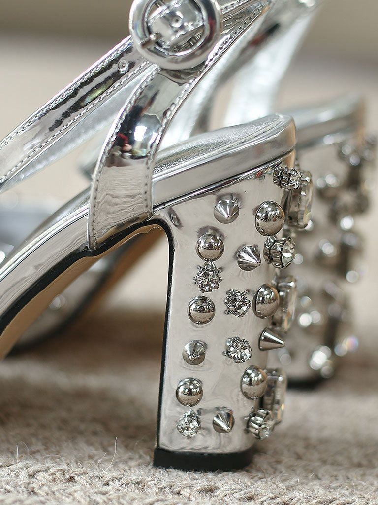 Luxurious Rivet Chunky Heel Sandals Vintage Shoes